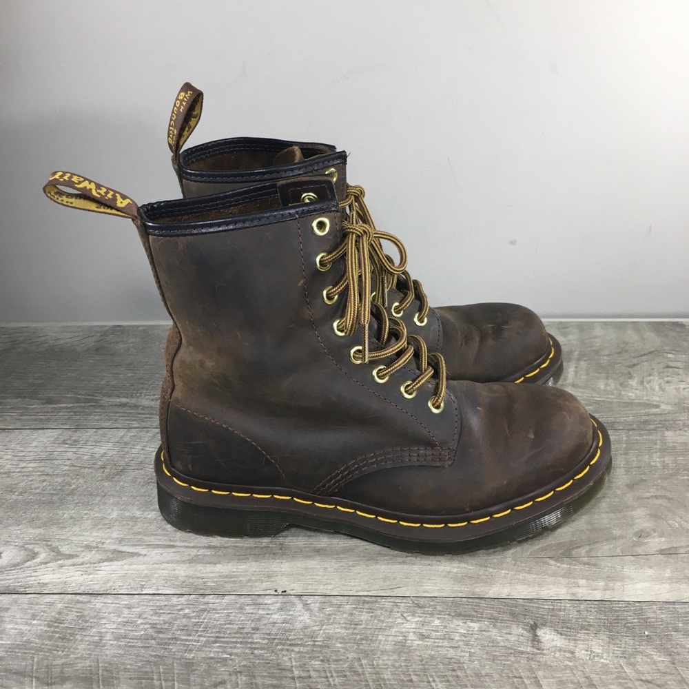 Doc Dr. Martens Womens 1460 11822 Smooth Leather Crazy Horse Brown Boots Size 7